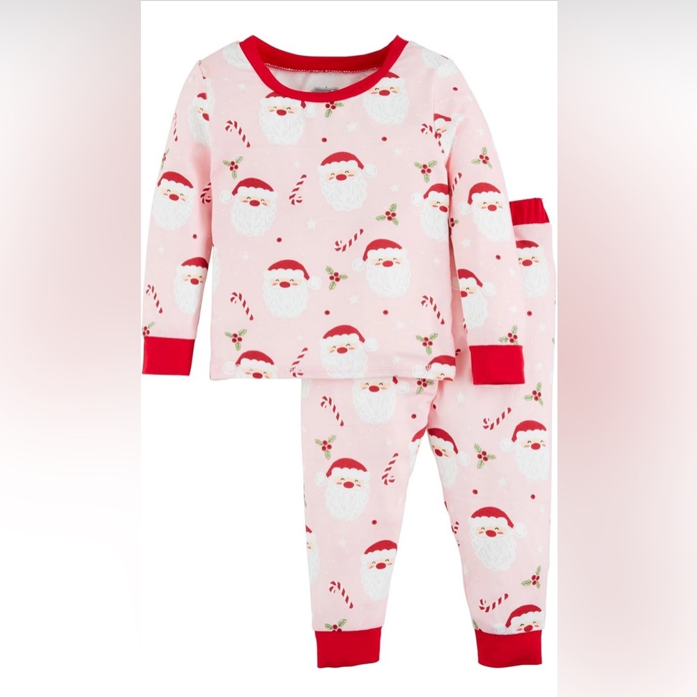 Mud Pie Santa Glow in Dark Pajama Set with Red Trim size 3T